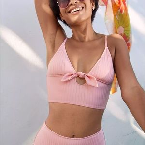 Aerie Pink Shine Crop/Mid-Rise Bikini